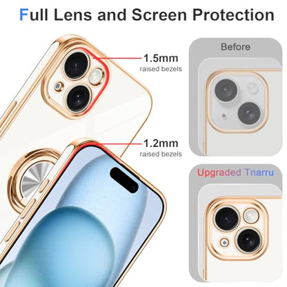 Designed for iPhone 15 Case with Ring Stand Slim White (White / 6.1'' iPhone 15)