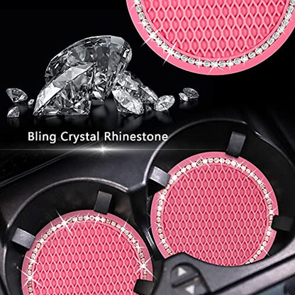 2PCS Bling Car Cup Coaster (pink / 2pack)