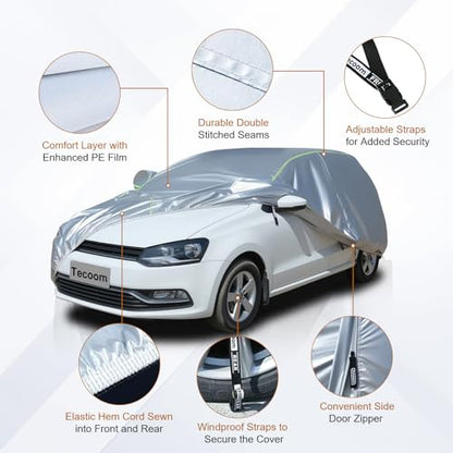 Light Shell Hatchback Car Cover Waterproof All Weather for 160 (Silver / 2L：for Hatchback(Lenght 160"-170" ))