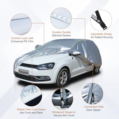 Light Shell Car Cover Waterproof All Weather (Silver / 2L：for Hatchback(Lenght 160"-172"))