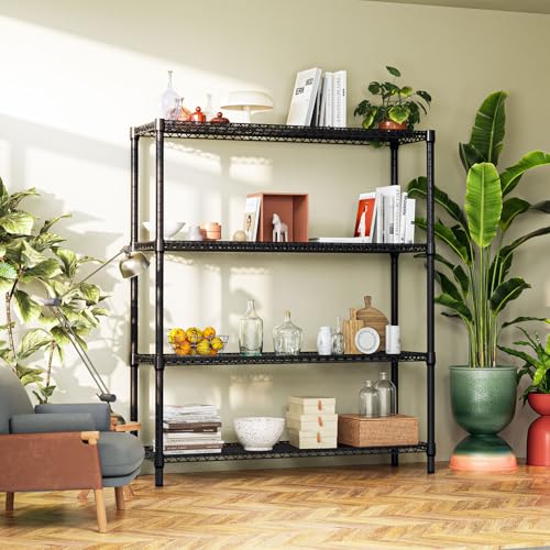 4 Tier Metal Garage Shelving (4 Tier, 17.7" D x 59.1" W x 70.9" H / Black)