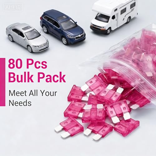 80Pcs) 50 Amp Standard Fuse, 50A Car Blade Fuses for Car/RV/Truck/SUV/Motorcycle/Boat (50A)