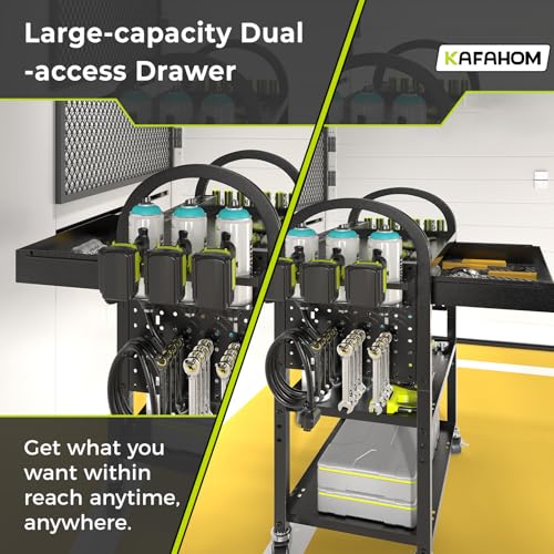 Power Tool Cart with Charging Station (Black-with Drawer and Power)