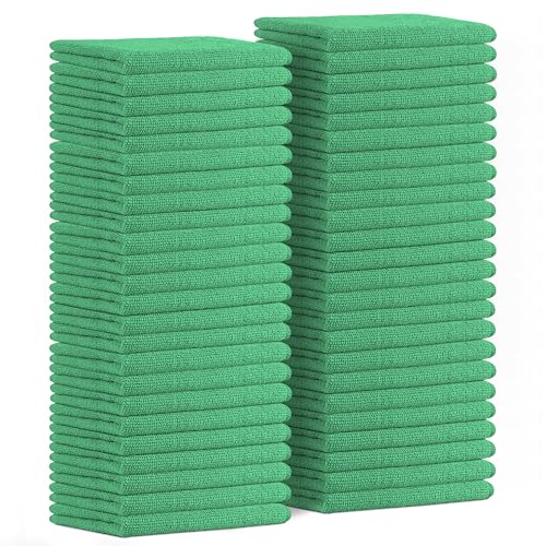 Microfiber Cleaning Cloths (Pack of 48 - 16x16 Inches / Green)