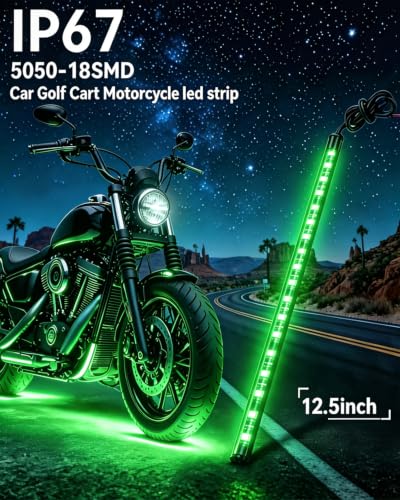 12V Led Light Strip for Car Motorcycle Golf Cart 12.5In Green 4Pack (Green Led Strip)