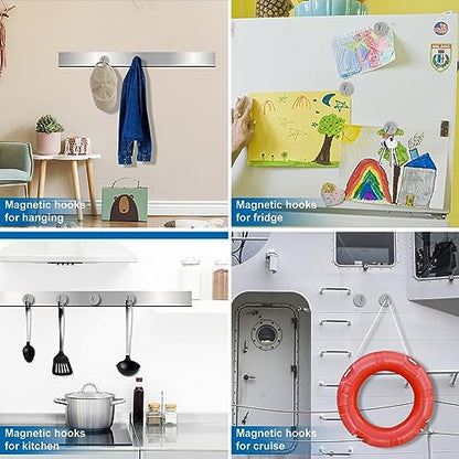 Magnetic Hooks Magnet Hook for Cruise Cabins 50LBS Essentials 6P (Silver / 0.78in)
