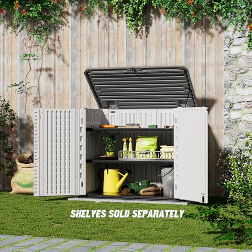 Outdoor Patio Storage Shed (Ivory White-26Cu.ft)