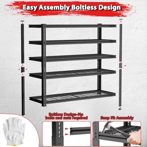 Storage Shelves (Black / 5 tier 48" L x 18" W x 72" H 1 PC)