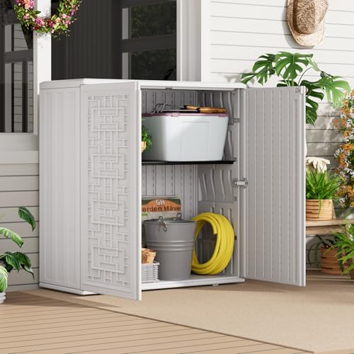 Indoor Outdoor Storage Cabinet with Doors and Shelf (White)