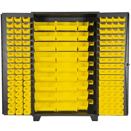 Tool Storage Cabinet with Bin Mounts (Yellow / 155 bins, 48" W x 24" D x 78" H)