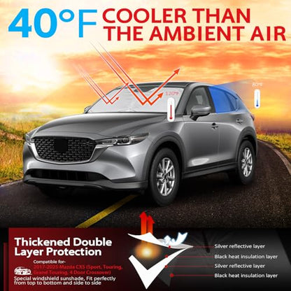 Windshield Sun Shade for Mazda CX5 CX (for 2017-2026 Mazda CX5)