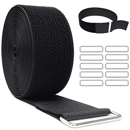 2" x32ft Reusable Cinch Strap with 20 Metal Buckles (2in x 32ft Black)