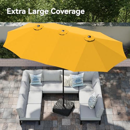 15ft Large Outdoor Patio Umbrella with Base Included (Golden Yellow)