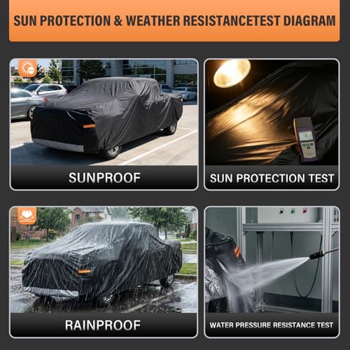 Truck Cover Waterproof All Weather (PE-Black / 5 T3 Fit Length Up To 228", Max Cab Length 149")