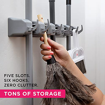 Broom Holder & Wall Mount Garden Tool Organizer (2 Pack / Grey)