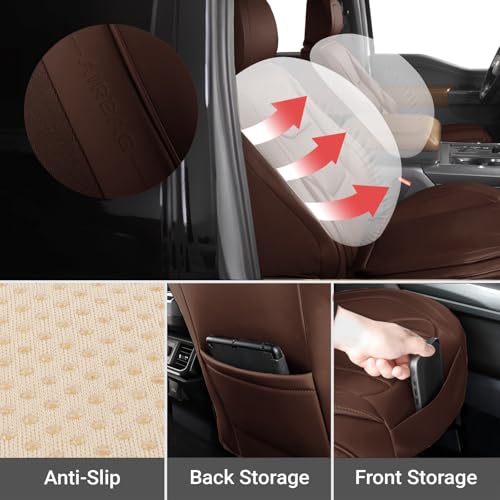 Premium Custom Fit Truck Car Seat Covers Front Seats Waterproof (A16 (See Vehicle Size Chart) / Front - Dark Brown)