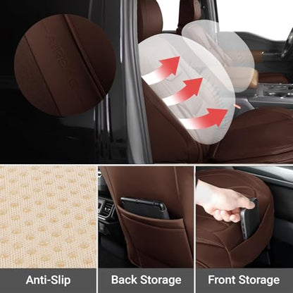 Premium Custom Fit Truck Car Seat Covers Front Seats Waterproof (A16 (See Vehicle Size Chart) / Front - Dark Brown)