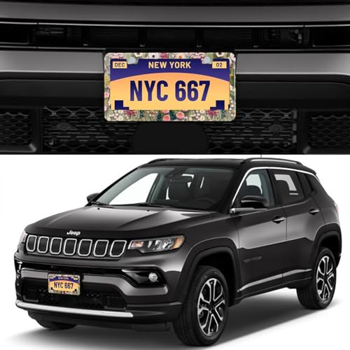 3D License Plate Frame Embroidered Floral Pattern Stainless Steel License Plate Frames Holder Covers Rust (Embroidery Floarl)