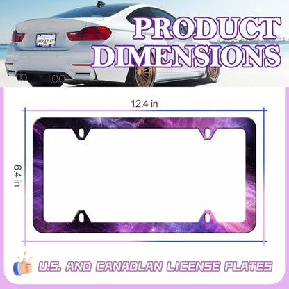 Purple License Plate Frames (Galaxy Starry Sky Night)