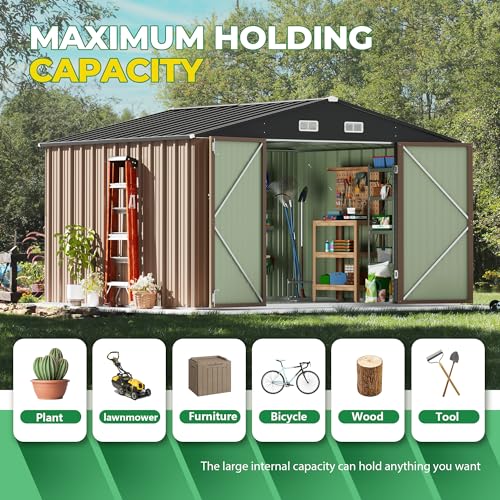 10x8 FT Outdoor Storage Shed (Brown / 10x8 FT)