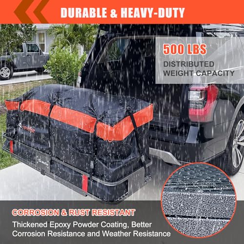 Hitch Mount Cargo Carrier Rack Basket 60"*20"*6"+Waterproof Bag 16 Cu.Ft (60"*20"*6")