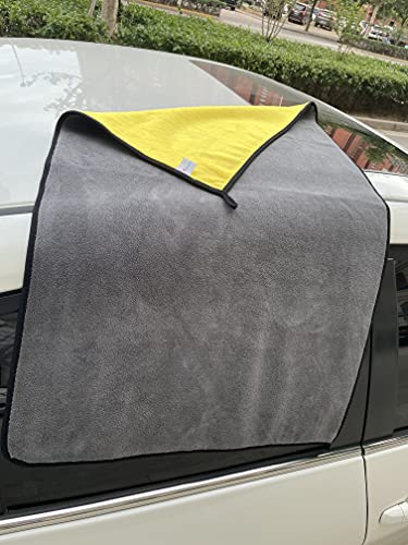 Large Microfiber Drying Towel for Car (36 X 24inches,grey-yellow,1pack)