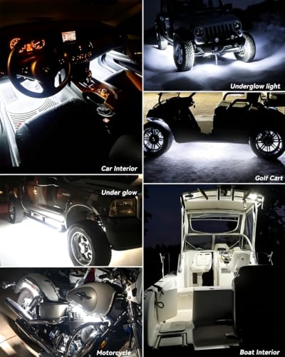12V Led Light Strip for Car Motorcycle Golf Cart 12.5In White 4Pcs (White Led Strip)