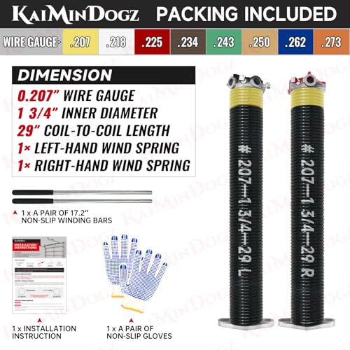 Pair of 1.75" Garage Door Torsion Springs Set with Non (0.207X1.75"X29")