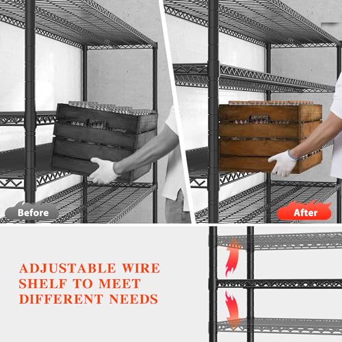 Storage Shelves 3200 LBS Capacity Wire Shelving with Wheels Heavy Duty Metal Shelf for Warehouses (2 Set-60''W X 18'' D X 73'' H)