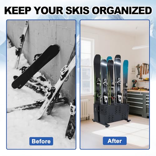 Freestanding Ski Storage Rack for 4 Pairs (4 Pairs-Ski Storage Rack)
