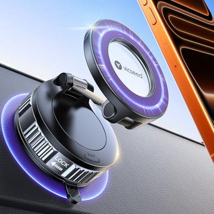 Upgraded Car Phone Holder for Magsafe Car Mount [Strongest Suction] (Purple)