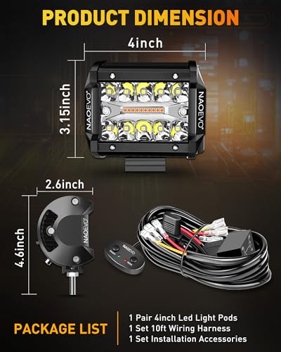 4 Inch LED Pod Lights (White&Amber 6Modes)
