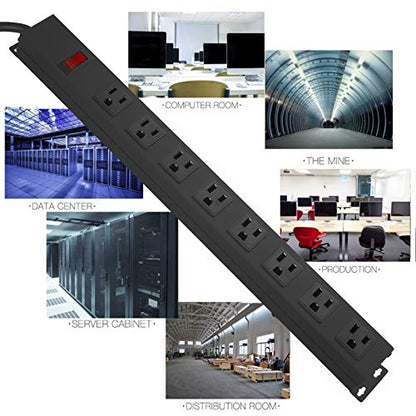 HHOSET Heavy Duty Long 8 Outlets (Black / 6ft)