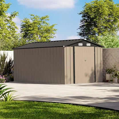 8x12 FT Outdoor Storage Shed (Brown / 8x12 FT)
