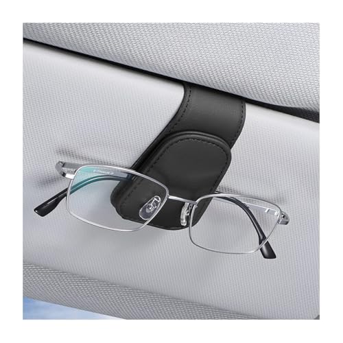 Sunglasses Holders for Car Sun Visor (1 Pack / Black/Leather)