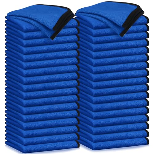 50 Pcs 16"x16" Blue Microfiber Towels for Cars Drying Polishing (Blue)