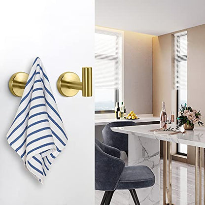 Bath Towel Hooks (Brushed Gold / 4 Pack)