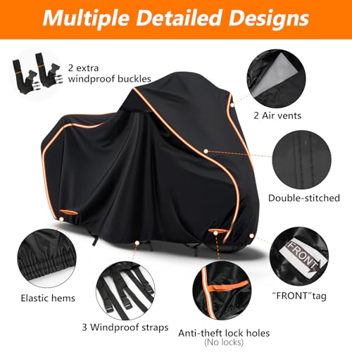 420D Cotton Lining Waterproof Motorcycle Cover for Harley Davidson Cruiser (Black / for Cruiser Models)