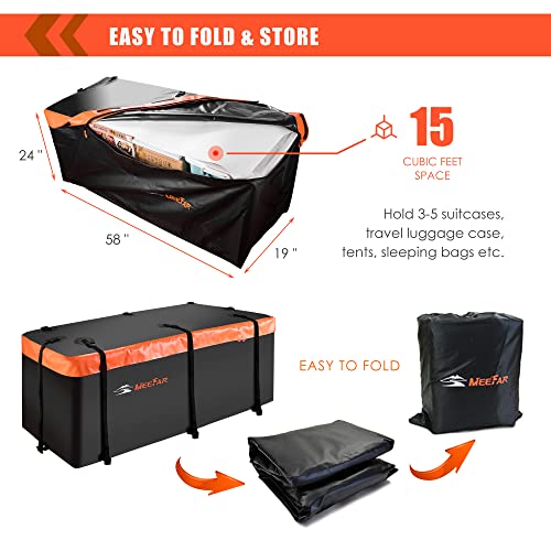 Hitch Mount Cargo Carrier Luggage Bag Waterproof 16 Cubic Feet Luggage Rack (16 Cubic Feet)