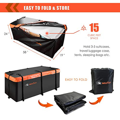Hitch Mount Cargo Carrier Luggage Bag Waterproof 16 Cubic Feet Luggage Rack (16 Cubic Feet)