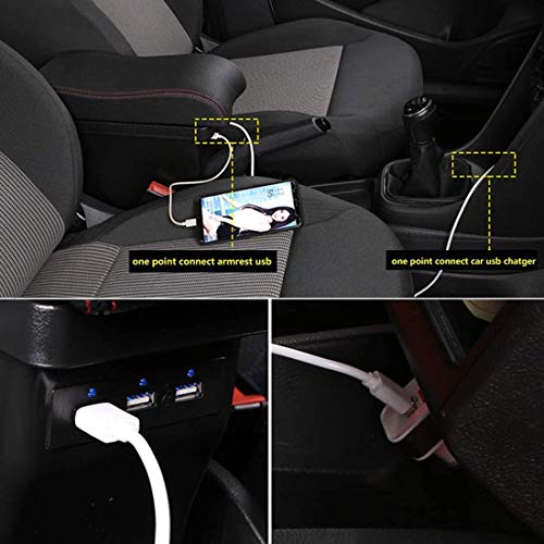 Armrest Box for Kia Stonic Rio 3 2018 (Black with Red thread)