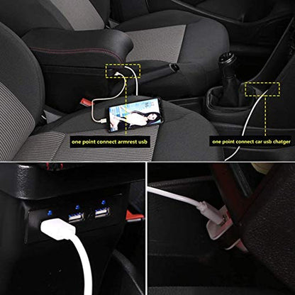 Armrest Box for Kia Stonic Rio 3 2018 (Black with Red thread)