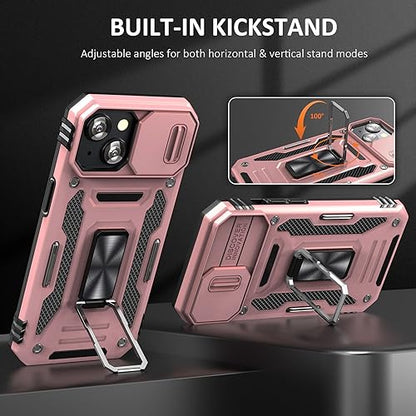 Heavy Duty Case for iPhone 15 Plus with Stand (★ iPhone 15 Plus 【6.7 inches】 / Rose Gold)