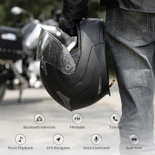 Motorcycle Helmet Bluetooth 5.0 Integrated New EPS FreedConn BM2 (Red / Medium)