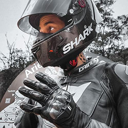 Mens Leather Motorbike Gloves KM046 Black L (Large / Black)