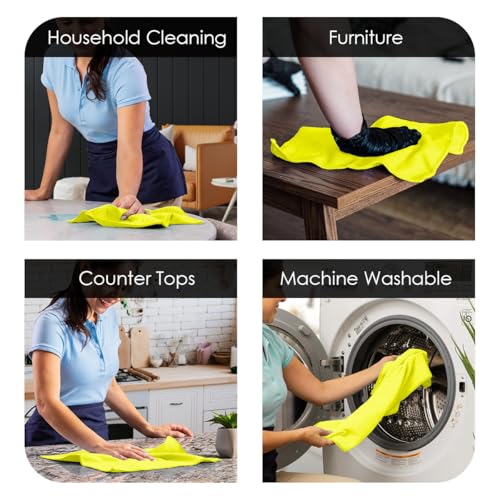 Microfiber Cleaning Cloths (Pack of 12 - 12x12 Inches / Yellow)