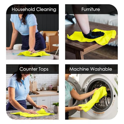 Microfiber Cleaning Cloths (Pack of 12 - 12x12 Inches / Yellow)