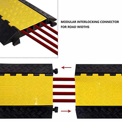1 Pack Rubber Cable Ramp Hose Cable Protector Ramp 4 Channel 22000Lbs Load Capacity Traffic Speed Bump Wires Power Lines Extension Cord Cover for Indoor Outdoor (22000lbs-4channel-1pack)