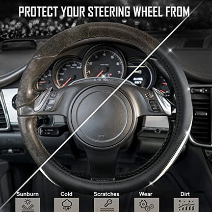 Bling Diamond Black Leather Steering Wheel Cover (Multicolor Diamond 1PCS)