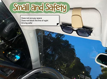 Leather Sunglass Holder for Car Visor (Beige)